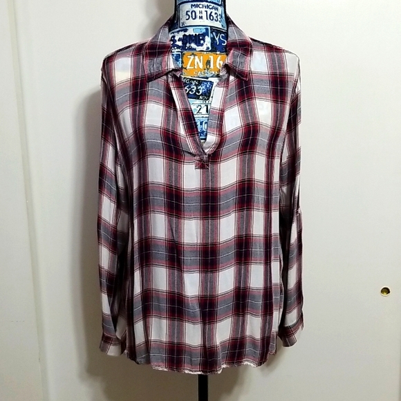 Sky plus Tops - Women's Pullover Plaid Top - 2X